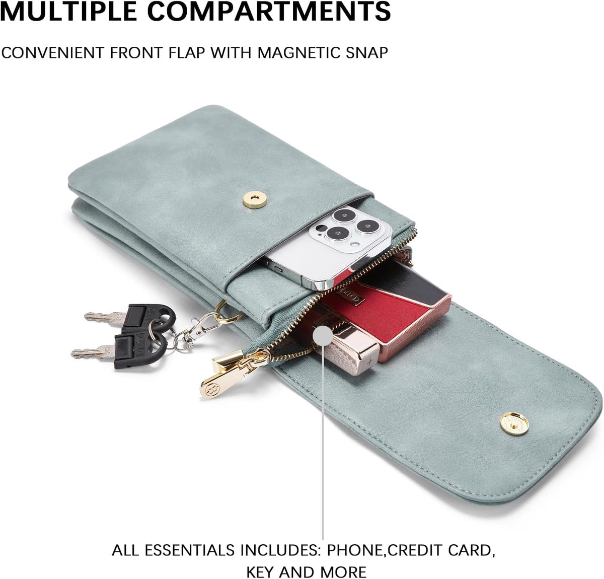 Vegan Leather Crossbody Bags for Women Designer Cell Phone Bag Wallet Purses Adjustable Strap