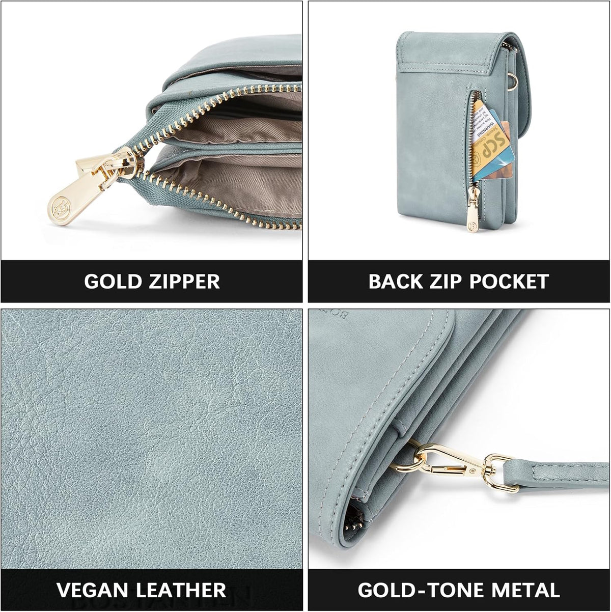 Vegan Leather Crossbody Bags for Women Designer Cell Phone Bag Wallet Purses Adjustable Strap