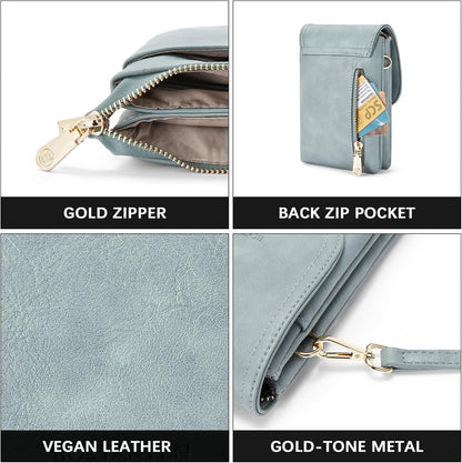 Vegan Leather Crossbody Bags for Women Designer Cell Phone Bag Wallet Purses Adjustable Strap