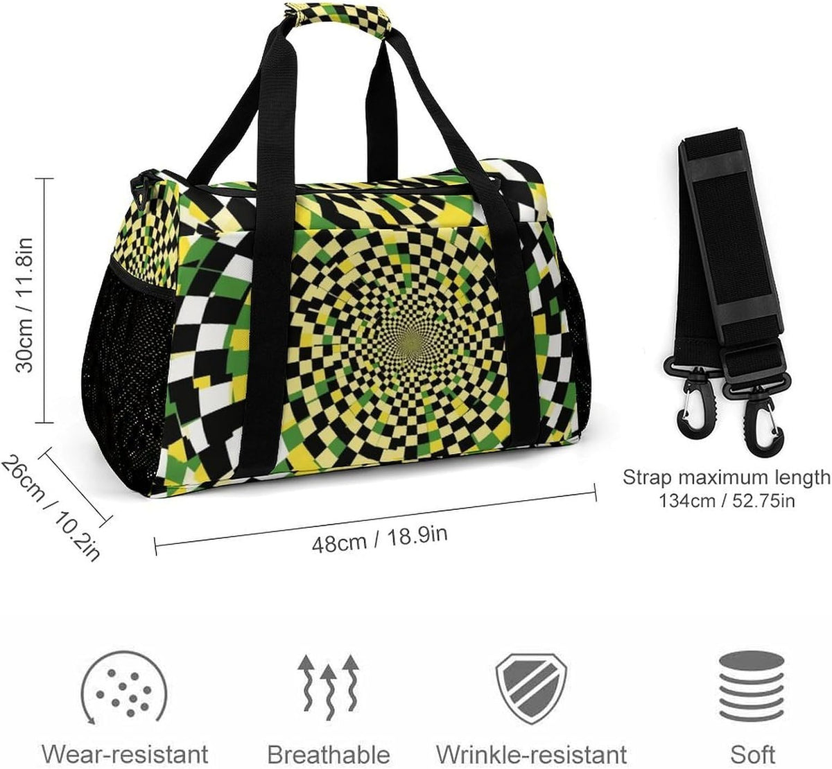 Lightweight Foldable Travel Duffel Bag Carry On Overnight Weekender Tote Bag for Women Yoga Gym