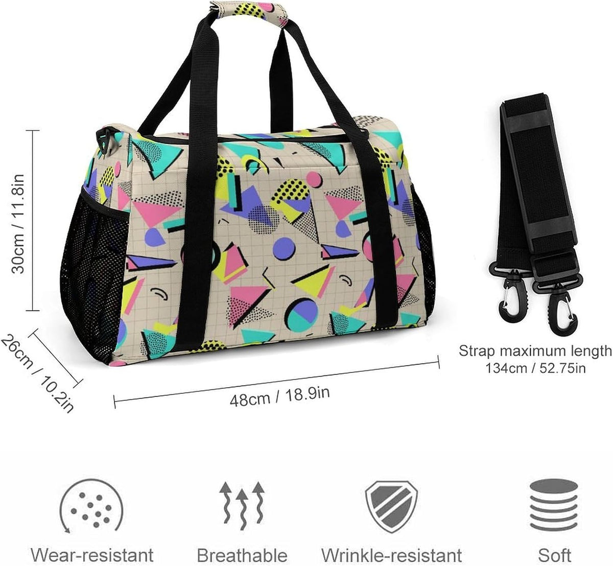 Lightweight Foldable Travel Duffel Bag Carry On Overnight Weekender Tote Bag for Women Yoga Gym