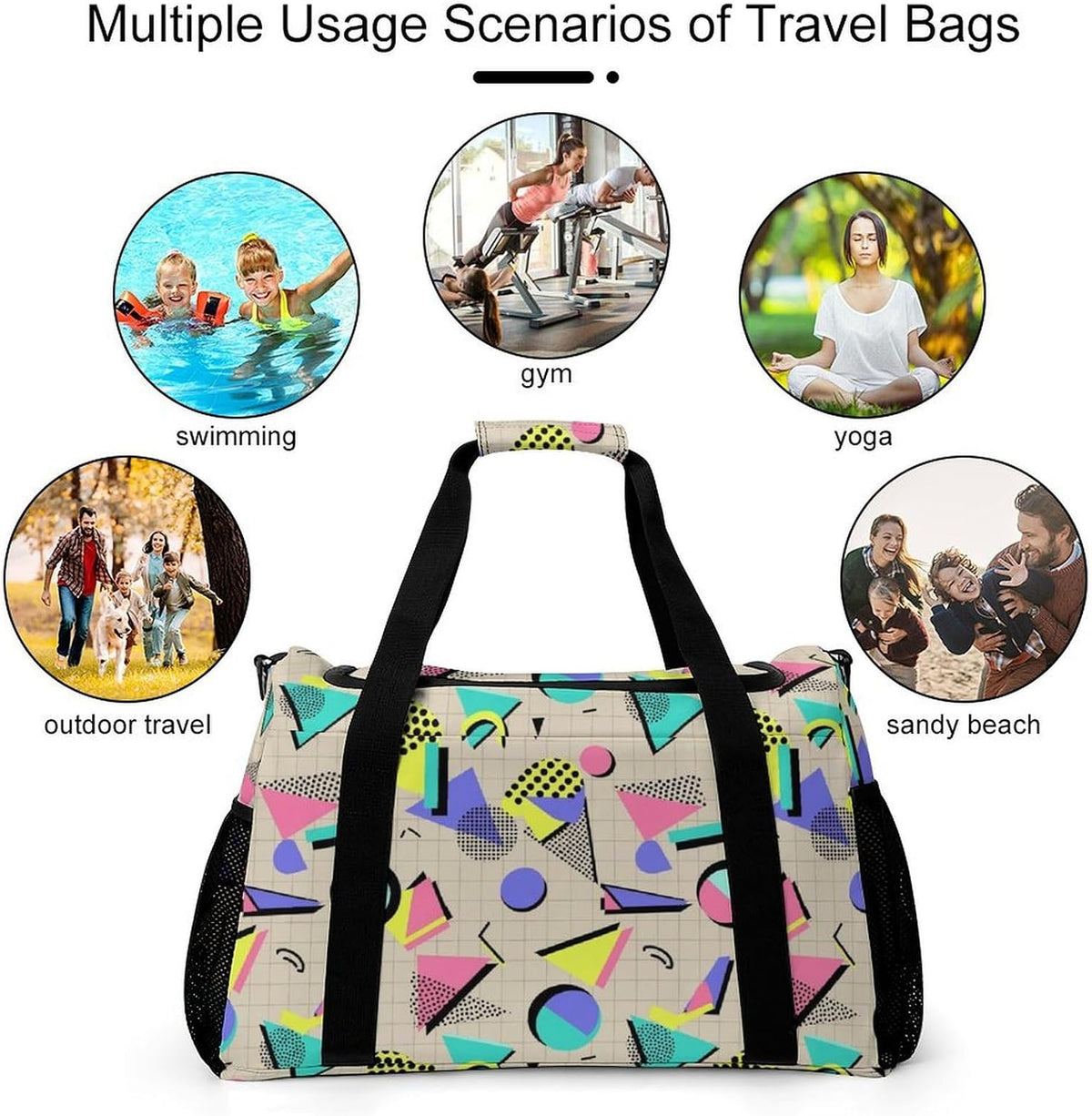 Lightweight Foldable Travel Duffel Bag Carry On Overnight Weekender Tote Bag for Women Yoga Gym