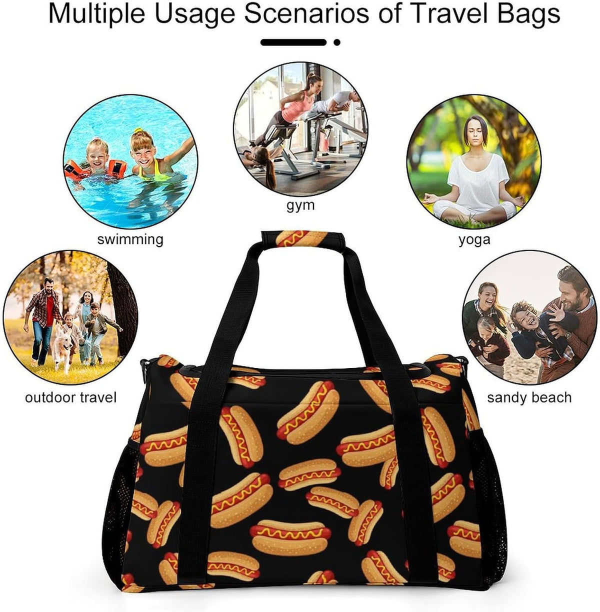 Lightweight Foldable Travel Duffel Bag Carry On Overnight Weekender Tote Bag for Women Yoga Gym