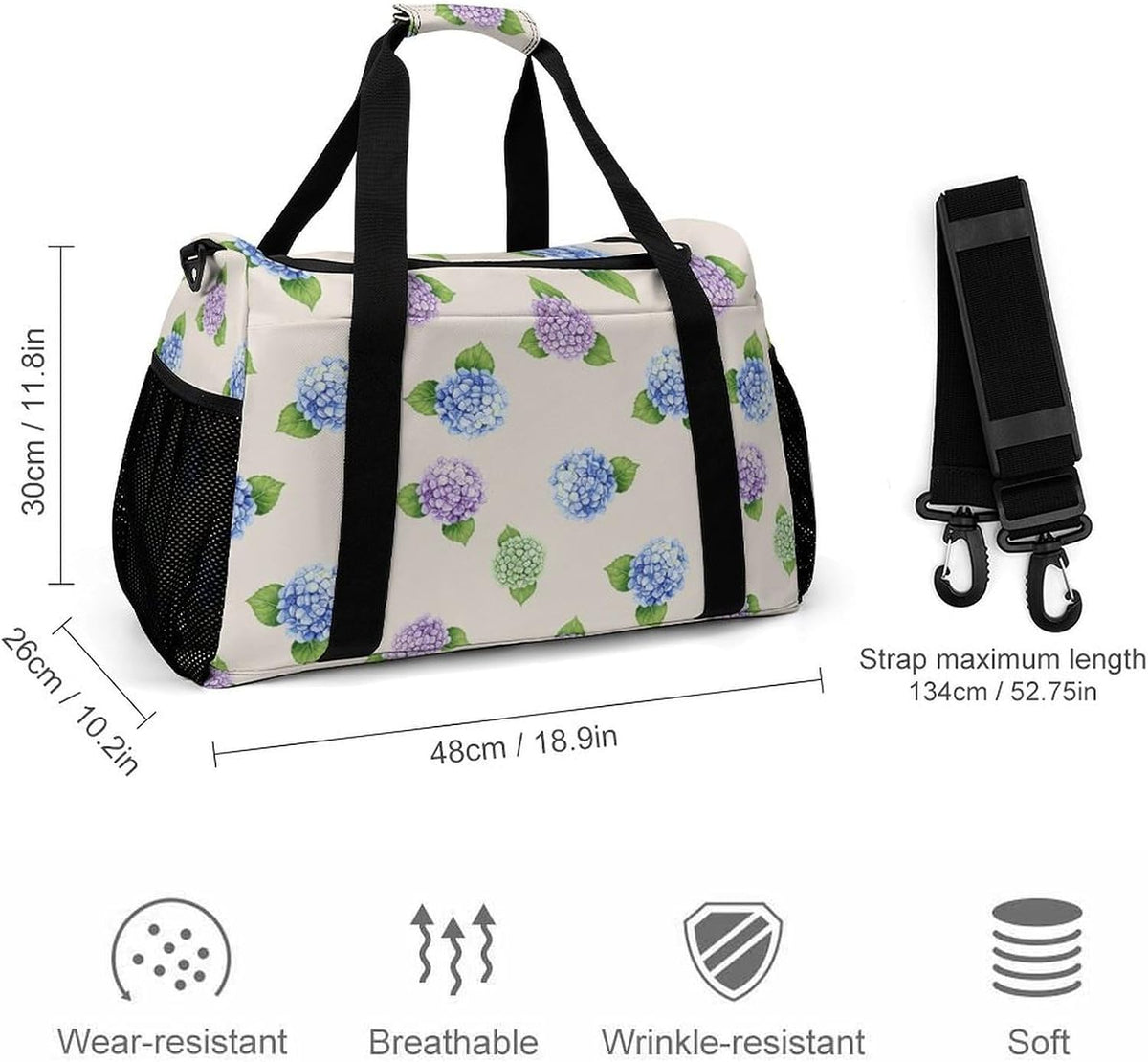 Lightweight Foldable Travel Duffel Bag Carry On Overnight Weekender Tote Bag for Women Yoga Gym