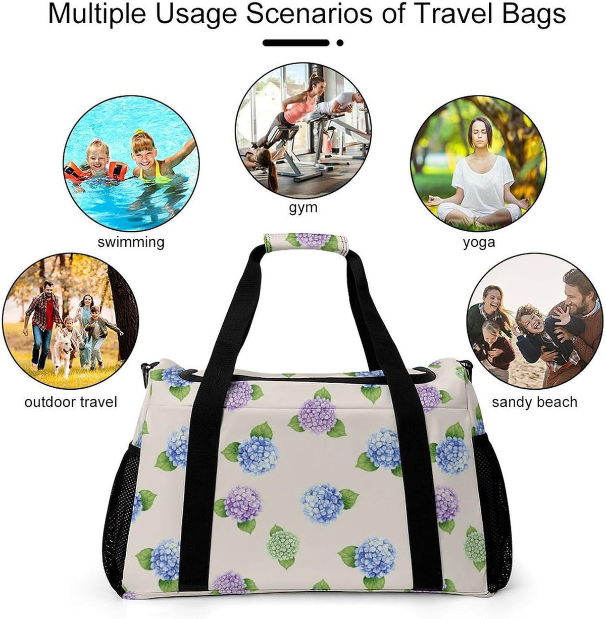 Lightweight Foldable Travel Duffel Bag Carry On Overnight Weekender Tote Bag for Women Yoga Gym