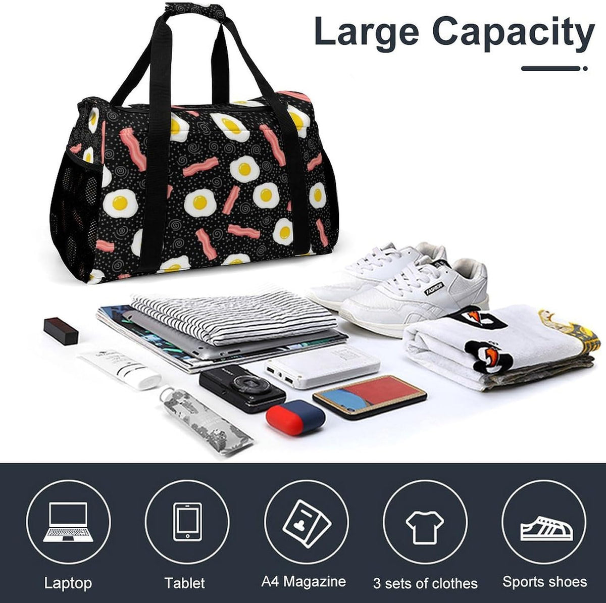 Lightweight Foldable Travel Duffel Bag Carry On Overnight Weekender Tote Bag for Women Yoga Gym