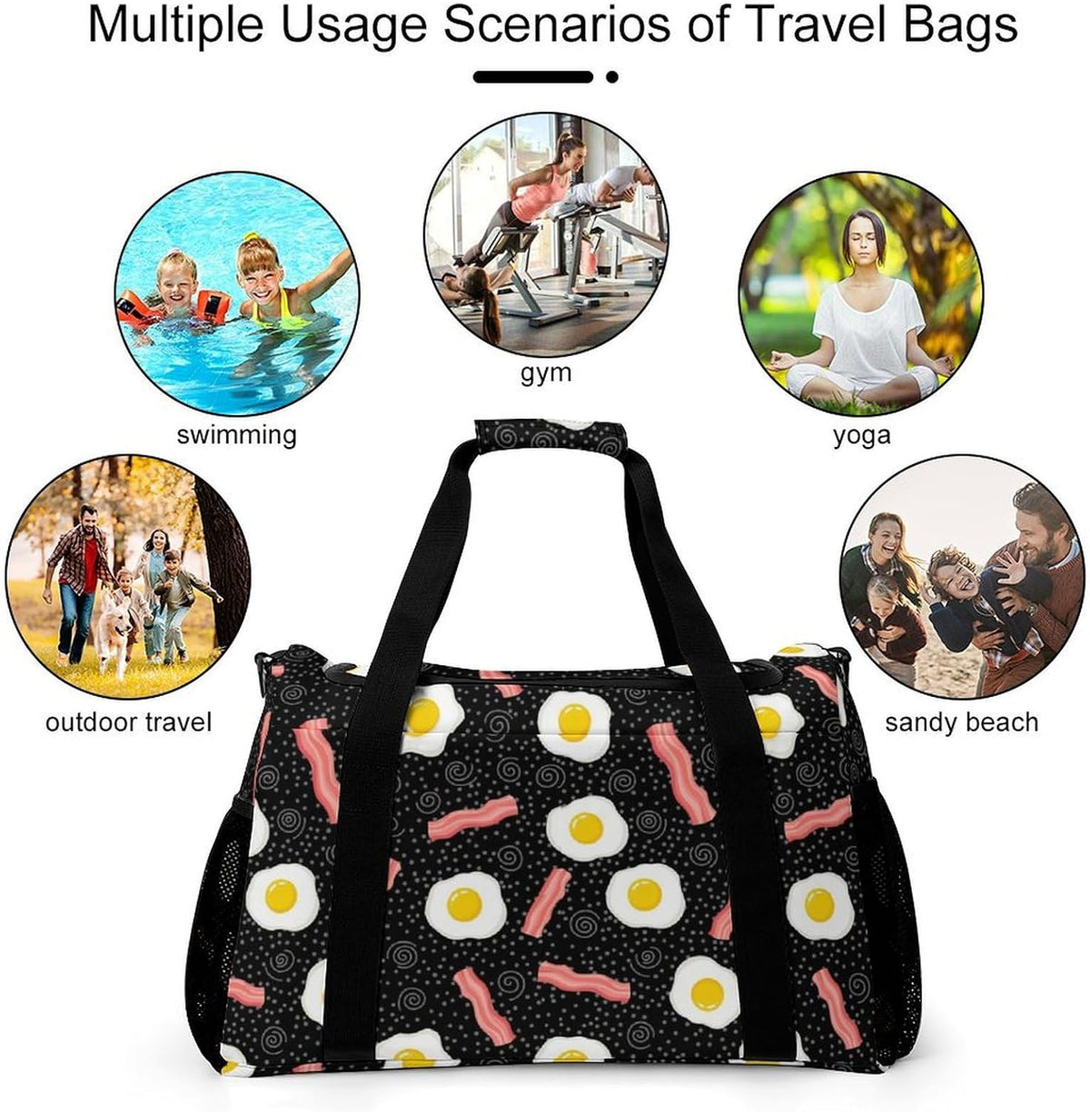 Lightweight Foldable Travel Duffel Bag Carry On Overnight Weekender Tote Bag for Women Yoga Gym