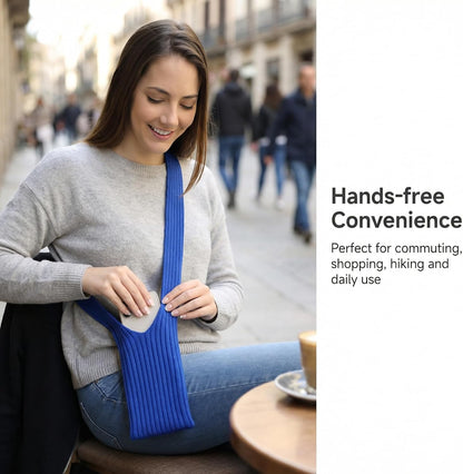 3D Knitted Phone Pocket,Premium Crossbody Purse Bag,Phone Pouch Sleeves Carring Styles-Short-White