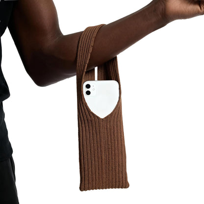3D Knitted Phone Pocket,Premium Crossbody Purse Bag,Phone Pouch Sleeves Carring Styles-Short-White