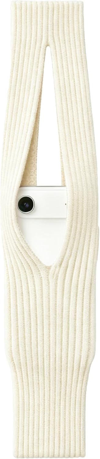 3D Knitted Phone Pocket,Premium Crossbody Purse Bag,Phone Pouch Sleeves Carring Styles-Short-White