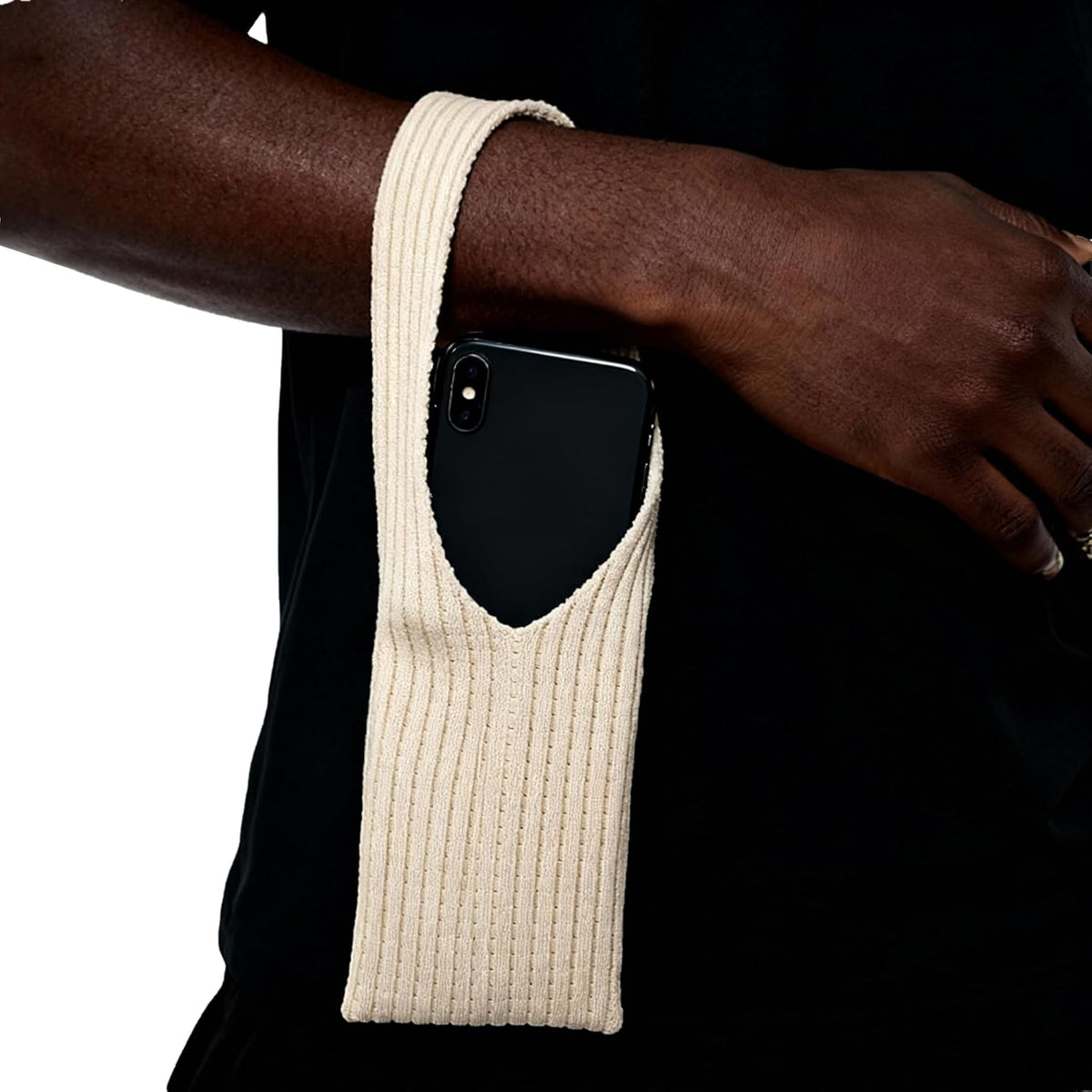3D Knitted Phone Pocket,Premium Crossbody Purse Bag,Phone Pouch Sleeves Carring Styles-Short-White