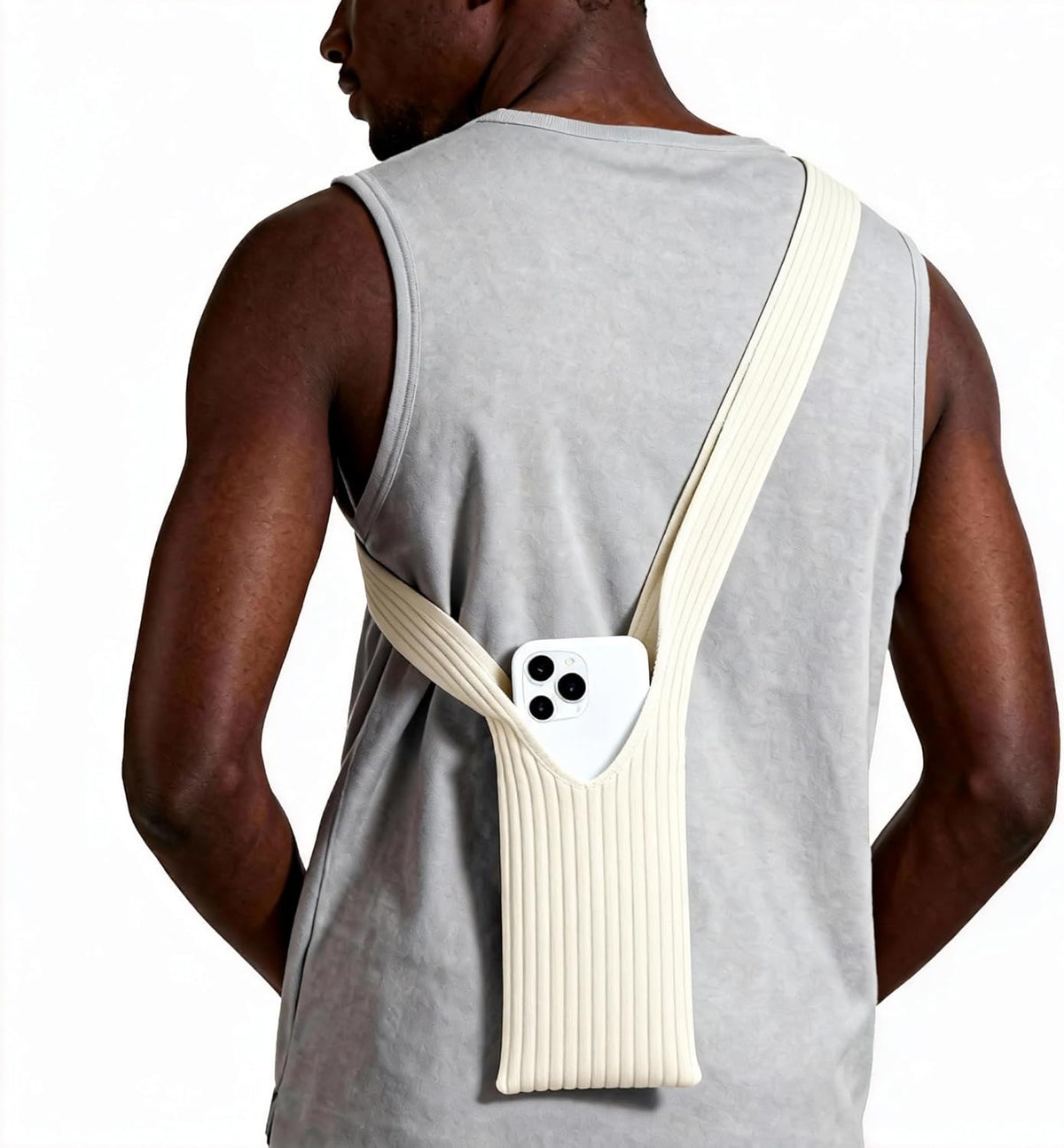 3D Knitted Phone Pocket,Premium Crossbody Purse Bag,Phone Pouch Sleeves Carring Styles-Short-White
