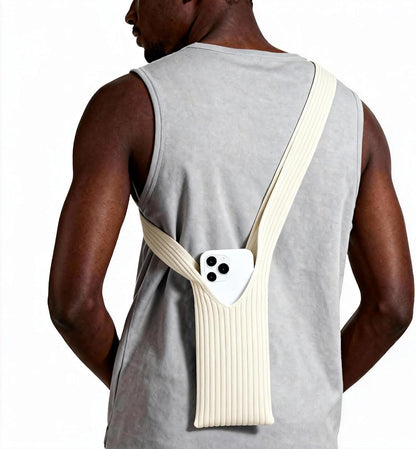 3D Knitted Phone Pocket,Premium Crossbody Purse Bag,Phone Pouch Sleeves Carring Styles-Short-White