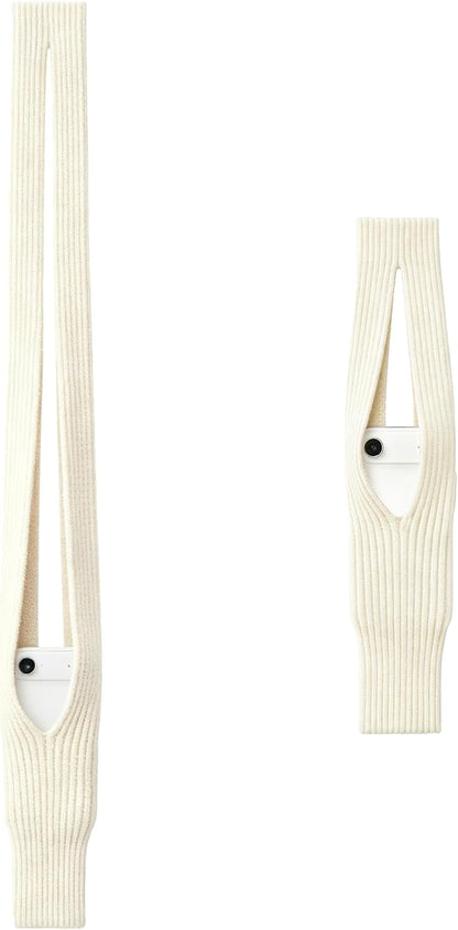 3D Knitted Phone Pocket,Premium Crossbody Purse Bag,Phone Pouch Sleeves Carring Styles-Short-White
