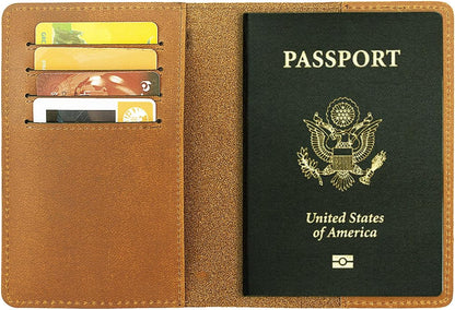 RFID Blocking Passport Holder Travel Wallet (Brown)