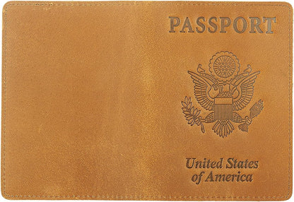 RFID Blocking Passport Holder Travel Wallet (Brown)