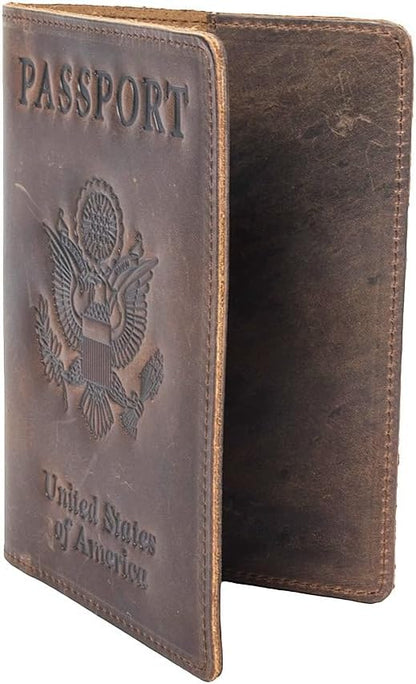 RFID Blocking Passport Holder Travel Wallet (Brown)