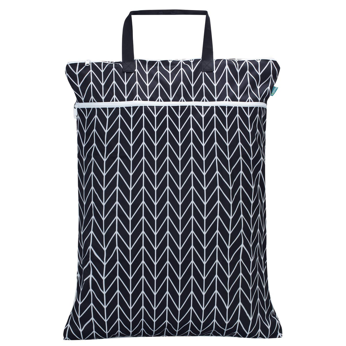 Travel Hanging Wet Dry Bag Organizer (24.7 x 18 inches) with Two Compartments for Cloth Diaper, Laundry, Swimsuits and More, Easy to Hang Everywhere(L, Black Arrow)