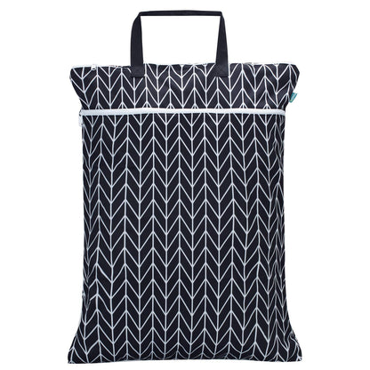 Travel Hanging Wet Dry Bag Organizer (24.7 x 18 inches) with Two Compartments for Cloth Diaper, Laundry, Swimsuits and More, Easy to Hang Everywhere(L, Black Arrow)
