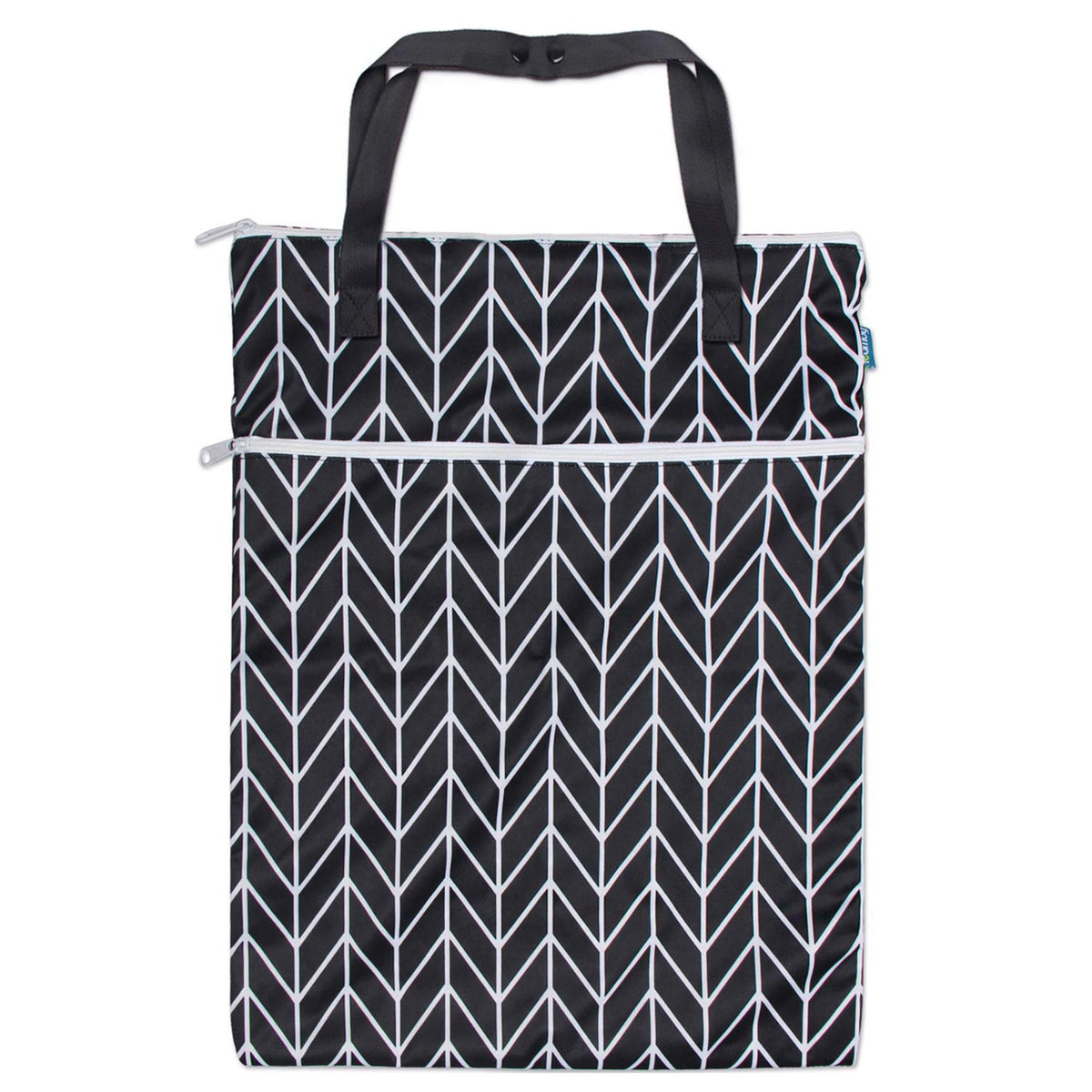 Travel Hanging Wet Dry Bag Organizer (24.7 x 18 inches) with Two Compartments for Cloth Diaper, Laundry, Swimsuits and More, Easy to Hang Everywhere(L, Black Arrow)