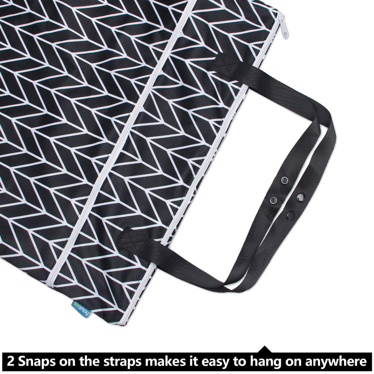Travel Hanging Wet Dry Bag Organizer (24.7 x 18 inches) with Two Compartments for Cloth Diaper, Laundry, Swimsuits and More, Easy to Hang Everywhere(L, Black Arrow)