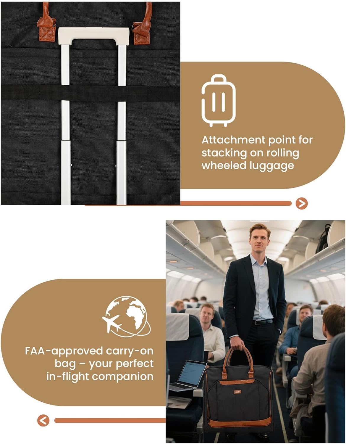 Premium Garment Bag for Travel with Wet-Dry Compartment, Adjustable Shoulder Strap, and Luggage Attachment – Fits Suits, Dresses & Essentials