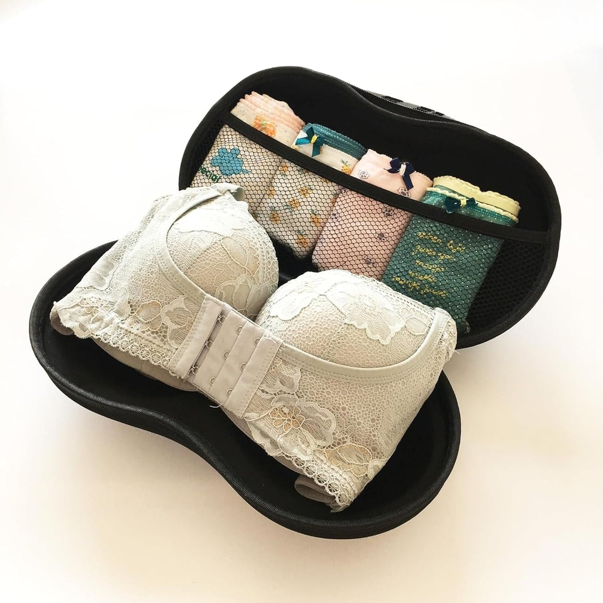 Bra Travel Organizer with Carry Strap - EVA Material for Shape Protection Light Blue