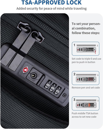 Carry On Luggage Airline Approved, 21 Inch Height Softside Carry On Suitcase with Spring Shock-Absorbing Spinner Wheels, Lightweight Travel Luggage with TSA Lock, Fits 22x14x9 Carry-On Bag