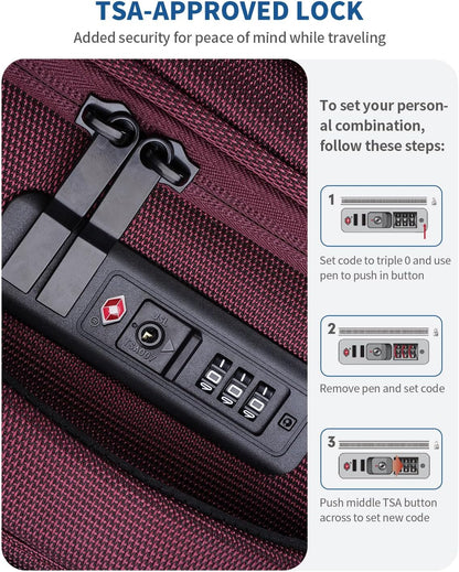 Carry On Luggage Airline Approved, 21 Inch Height Softside Carry On Suitcase with Spring Shock-Absorbing Spinner Wheels, Lightweight Travel Luggage with TSA Lock, Fits 22x14x9 Carry-On Bag