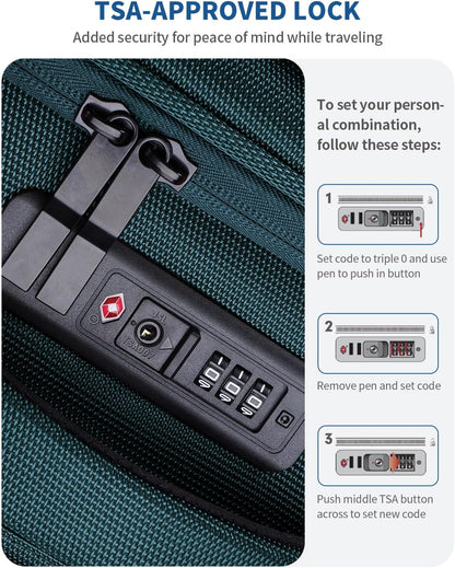 Carry On Luggage Airline Approved, 21 Inch Height Softside Carry On Suitcase with Spring Shock-Absorbing Spinner Wheels, Lightweight Travel Luggage with TSA Lock, Fits 22x14x9 Carry-On Bag
