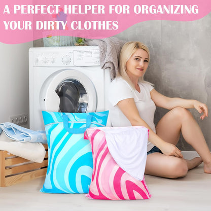 2 Pcs Large Travel Laundry Bags - Waterproof with Handle, Washable Dirty Clothes Bags for Travel, Wet/Dry Bag for Gym, Swimming Pool, College Dorm