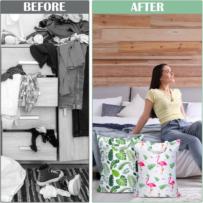 2 Pcs Large Travel Laundry Bags - Waterproof with Handle, Washable Dirty Clothes Bags for Travel, Wet/Dry Bag for Gym, Swimming Pool, College Dorm
