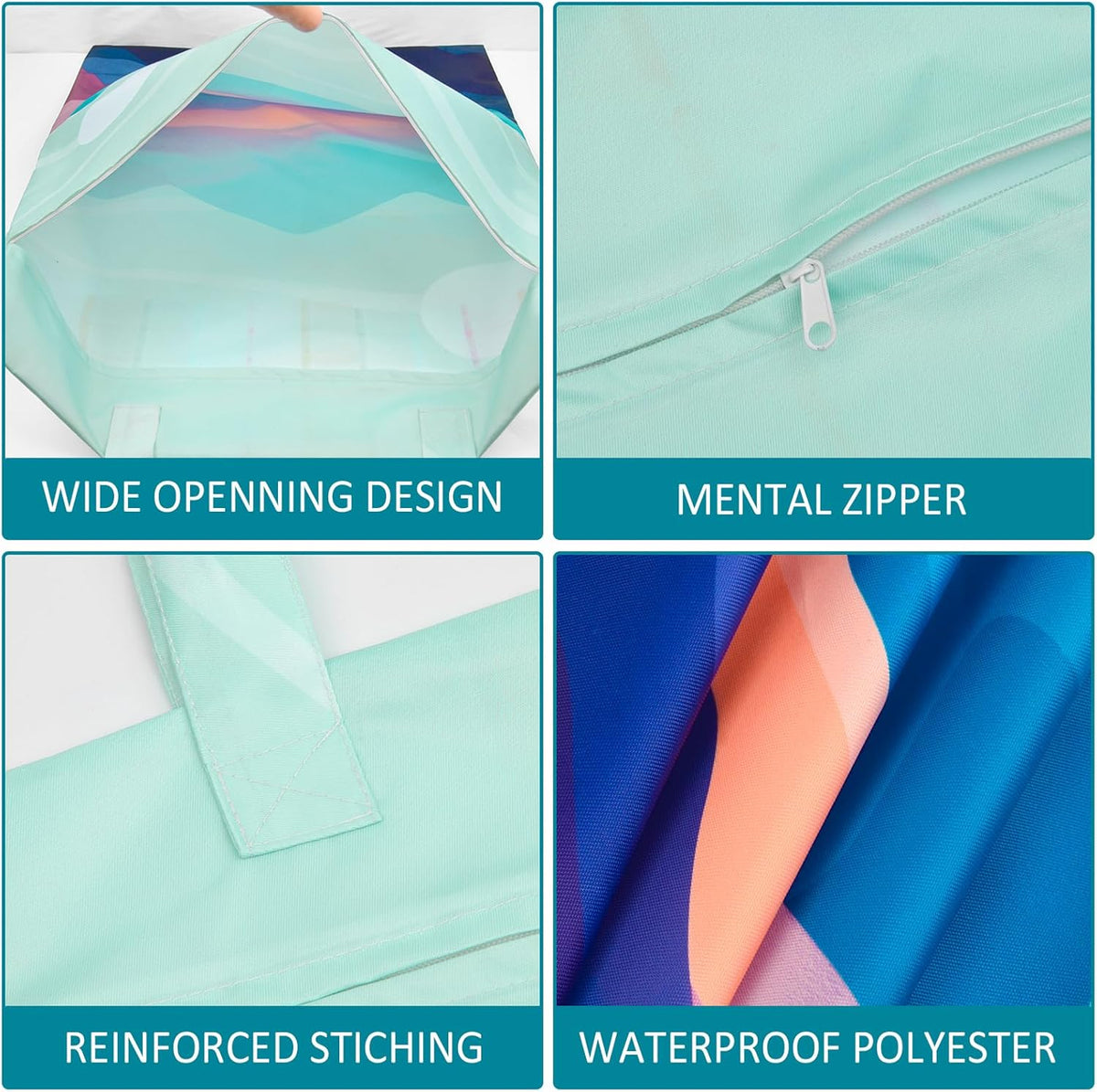 2 Pcs Large Travel Laundry Bags - Waterproof with Handle, Washable Dirty Clothes Bags for Travel, Wet/Dry Bag for Gym, Swimming Pool, College Dorm