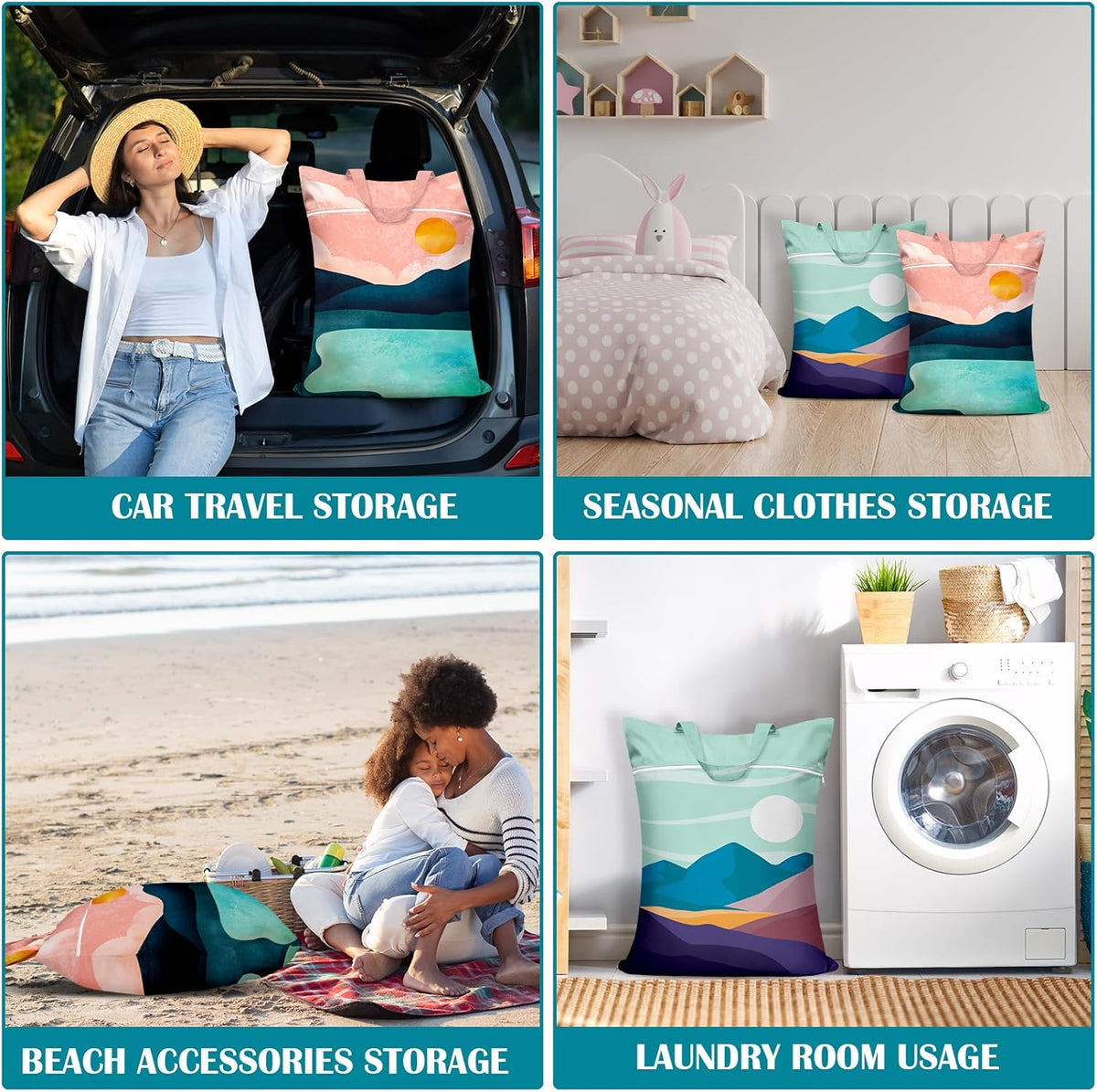 2 Pcs Large Travel Laundry Bags - Waterproof with Handle, Washable Dirty Clothes Bags for Travel, Wet/Dry Bag for Gym, Swimming Pool, College Dorm