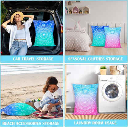 2 Pcs Large Travel Laundry Bags - Waterproof with Handle, Washable Dirty Clothes Bags for Travel, Wet/Dry Bag for Gym, Swimming Pool, College Dorm