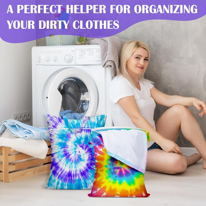 2 Pcs Large Travel Laundry Bags - Waterproof with Handle, Washable Dirty Clothes Bags for Travel, Wet/Dry Bag for Gym, Swimming Pool, College Dorm