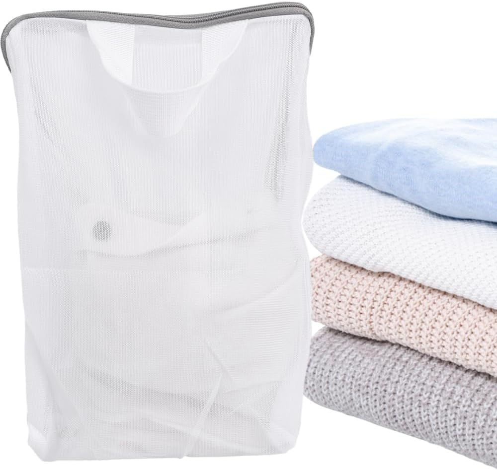 Laundry Wash Bags, Foldable Zippered Mesh Travel Storage Bag, Portable Underwear Clothes Protection Net for Washing Machine (Large，40x50x10cm)