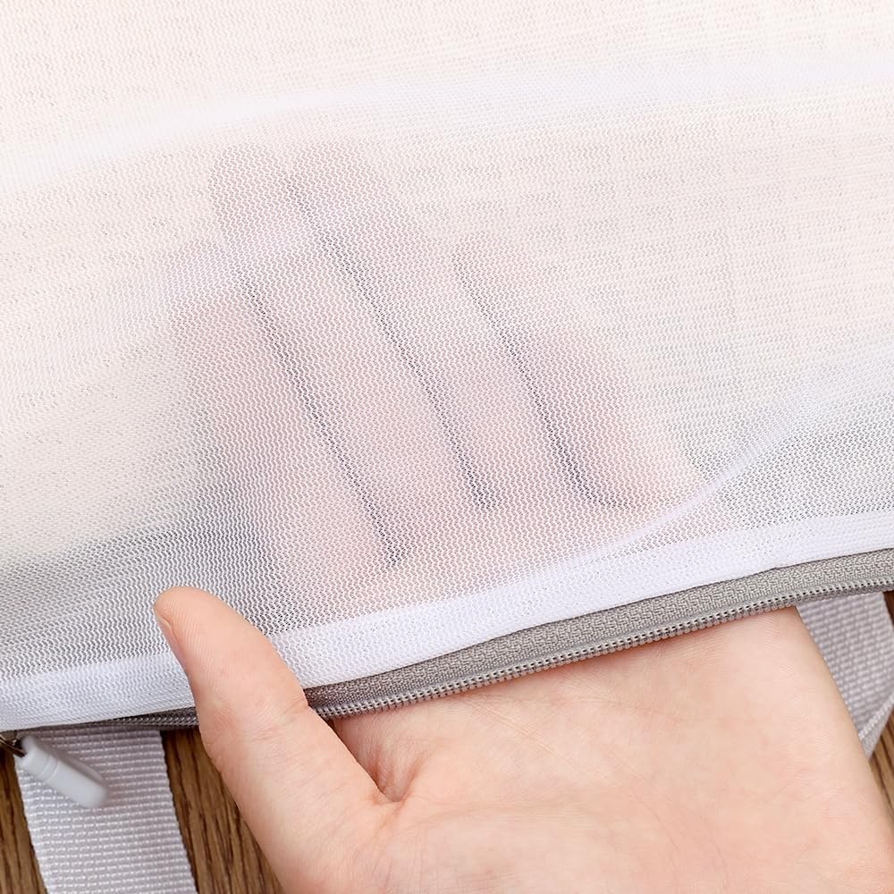 Laundry Wash Bags, Foldable Zippered Mesh Travel Storage Bag, Portable Underwear Clothes Protection Net for Washing Machine (Large，40x50x10cm)