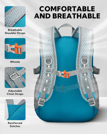 Small Lightweight Packable Backpack, Mini Foldable Travel Daypack | 15L, Ultra Light, Breathable Shoulder Strap, Outdoor Hiking Day Pack for Women Men, Multiple Pockets, Everyday Carry, Blue