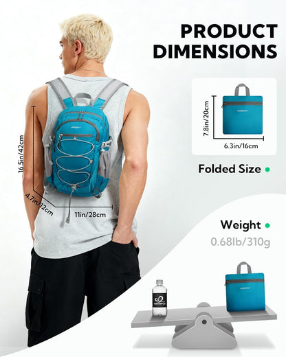 Small Lightweight Packable Backpack, Mini Foldable Travel Daypack | 15L, Ultra Light, Breathable Shoulder Strap, Outdoor Hiking Day Pack for Women Men, Multiple Pockets, Everyday Carry, Blue