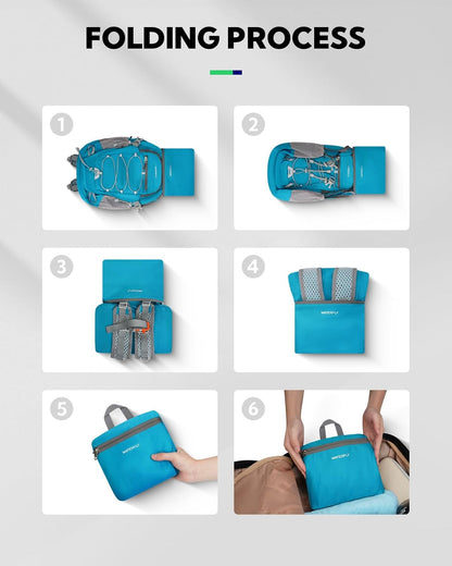 Small Lightweight Packable Backpack, Mini Foldable Travel Daypack | 15L, Ultra Light, Breathable Shoulder Strap, Outdoor Hiking Day Pack for Women Men, Multiple Pockets, Everyday Carry, Blue
