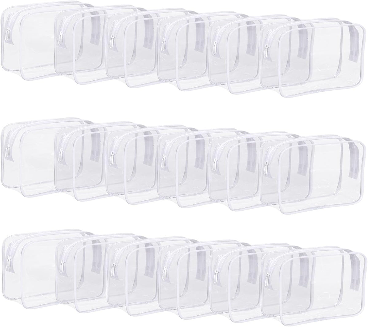 18 Pieces Clear Cosmetics Bag, TSA Approved Toiletry Bag for Travel, Clear Zippered Makeup Pouch, Waterproof Vinyl Plastic Organizer Case for Vacation Bathroom (White Small)