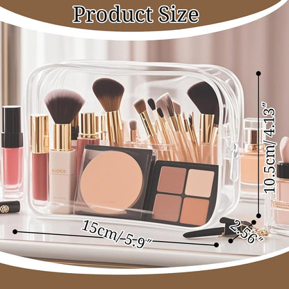 18 Pieces Clear Cosmetics Bag, TSA Approved Toiletry Bag for Travel, Clear Zippered Makeup Pouch, Waterproof Vinyl Plastic Organizer Case for Vacation Bathroom (White Small)