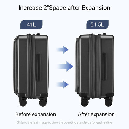 Carry On Luggage with Top Opening, Expandable with Front Pocket and USB Charging Port, Lightweight with Front Compartment Rolling Suitcases with Fathers Day Gift for Dad Men Him Husband