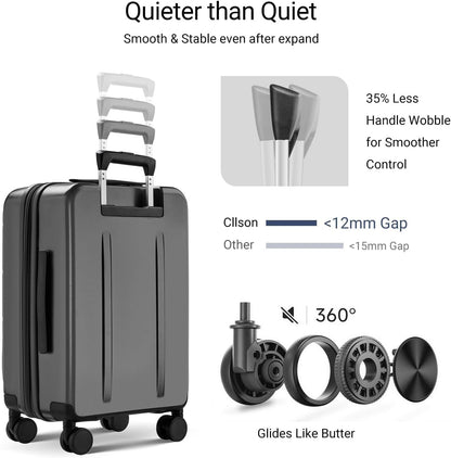 Carry On Luggage with Top Opening, Expandable with Front Pocket and USB Charging Port, Lightweight with Front Compartment Rolling Suitcases with Fathers Day Gift for Dad Men Him Husband
