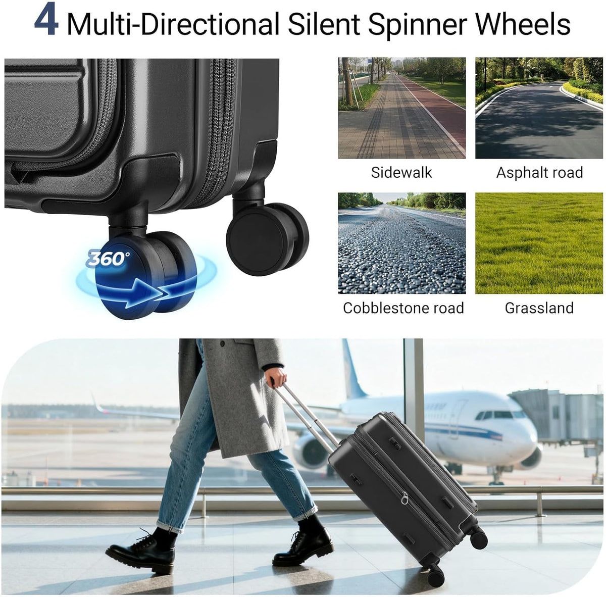 Carry On Luggage with Top Opening, Expandable with Front Pocket and USB Charging Port, Lightweight with Front Compartment Rolling Suitcases with Fathers Day Gift for Dad Men Him Husband