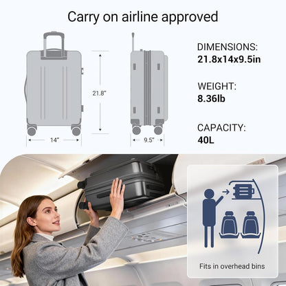 Carry On Luggage with Top Opening, Expandable with Front Pocket and USB Charging Port, Lightweight with Front Compartment Rolling Suitcases with Fathers Day Gift for Dad Men Him Husband