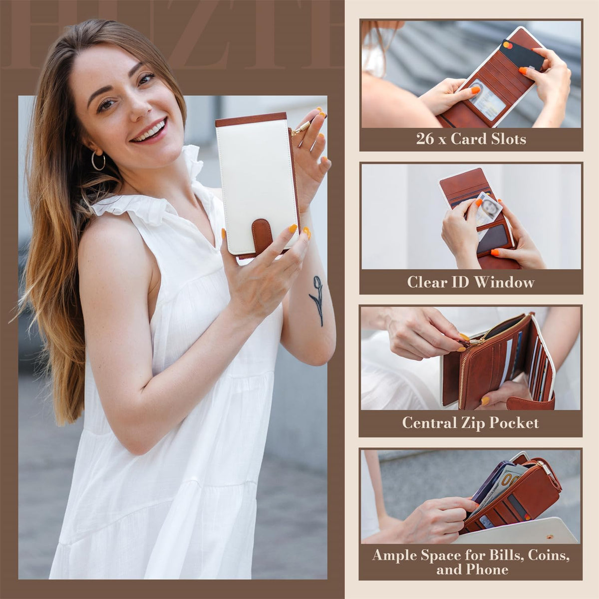 RFID Wallet Women Large Size Bifold Multi Card Wallet Case with Zipper Pocke Credit Card Holder for Women | Credit Card Holder