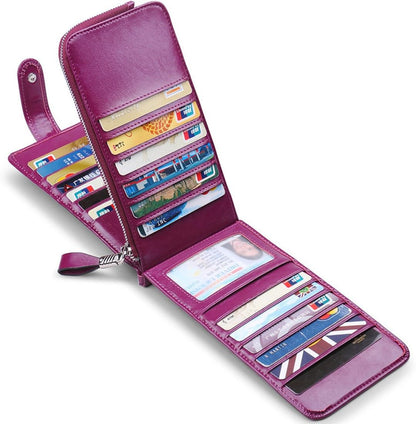 RFID Wallet Women Large Size Bifold Multi Card Wallet Case with Zipper Pocke Credit Card Holder for Women | Credit Card Holder
