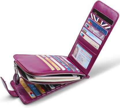 RFID Wallet Women Large Size Bifold Multi Card Wallet Case with Zipper Pocke Credit Card Holder for Women | Credit Card Holder